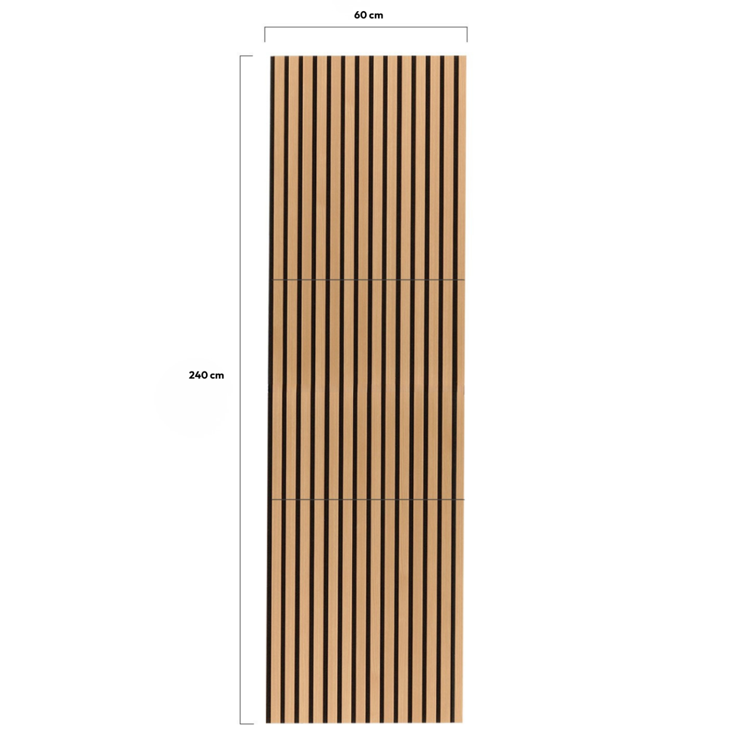 Panneaux acoustiques en tasseaux de bois 240 x 60 cm effet chêne clair et noir - Image 6