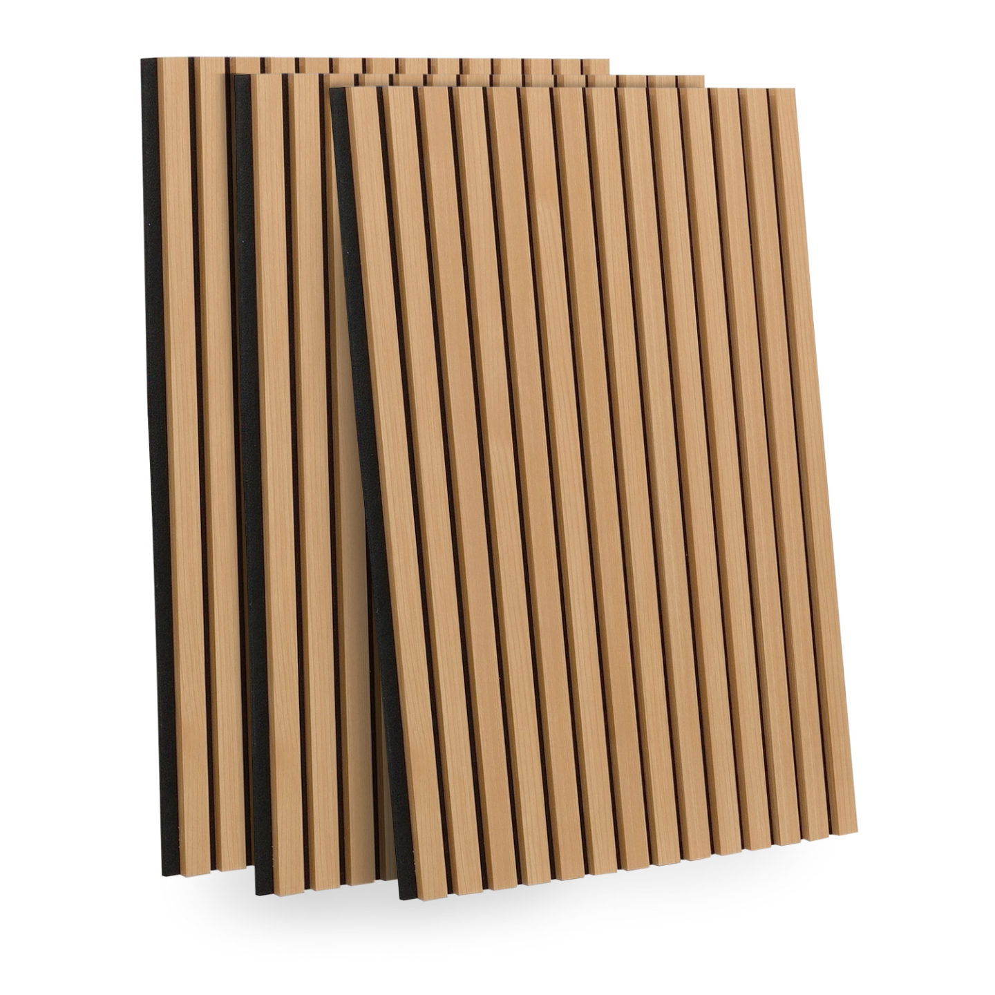 Panneaux acoustiques en tasseaux de bois 240 x 60 cm effet chêne clair et noir - Image 2
