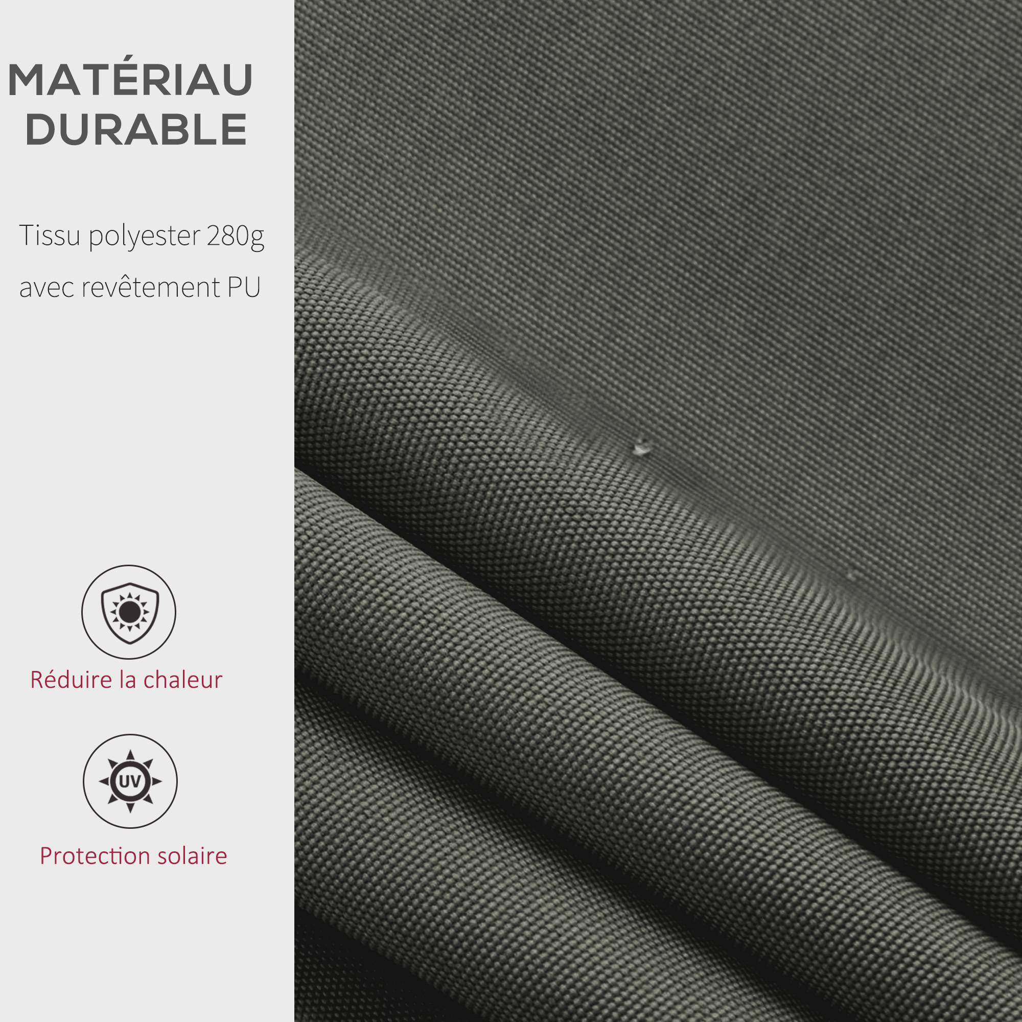Store banne Manuel rétractable Angle Réglable Aluminium Polyester imperméabilisé 3,5L x 2,5l m gris - Image 6