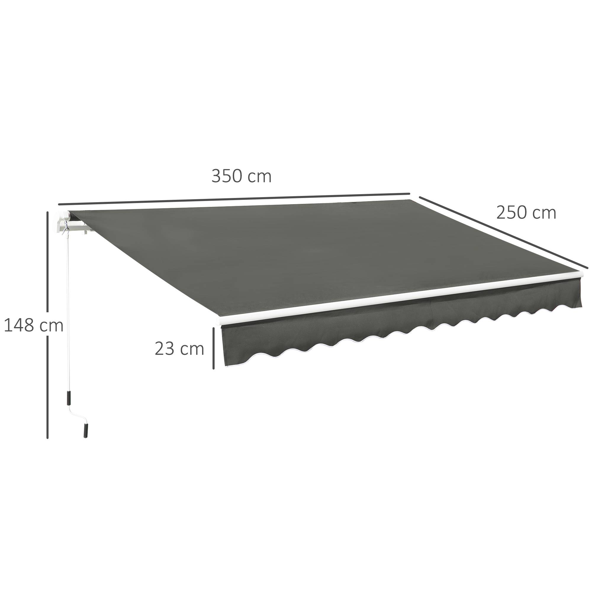 Store banne Manuel rétractable Angle Réglable Aluminium Polyester imperméabilisé 3,5L x 2,5l m gris - Image 5