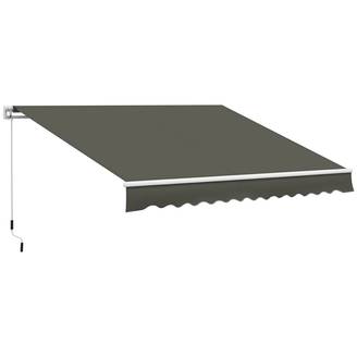 Store banne Manuel rétractable Angle Réglable Aluminium Polyester imperméabilisé 3,5L x 2,5l m gris