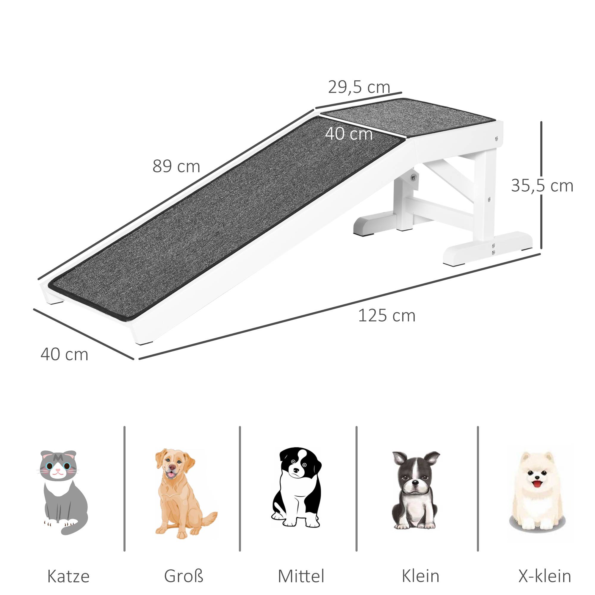 Rampe animaux, tapis antidérapant, 125x40x35,5cm, pin - Image 5