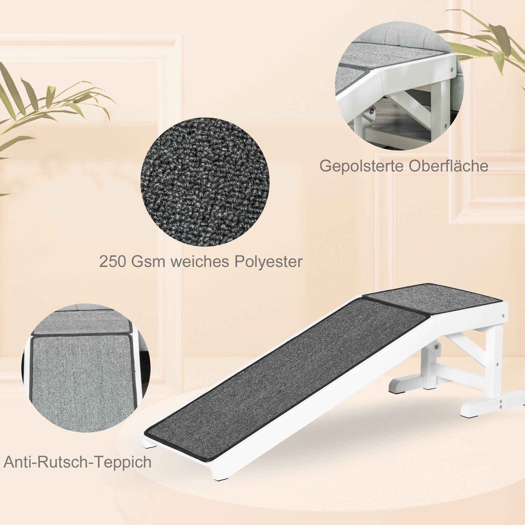 Rampe animaux, tapis antidérapant, 125x40x35,5cm, pin - Image 8