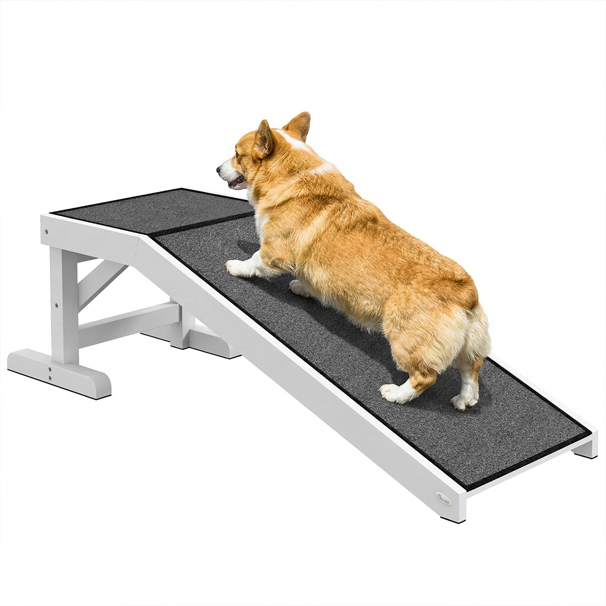 Rampe animaux, tapis antidérapant, 125x40x35,5cm, pin - Image 1