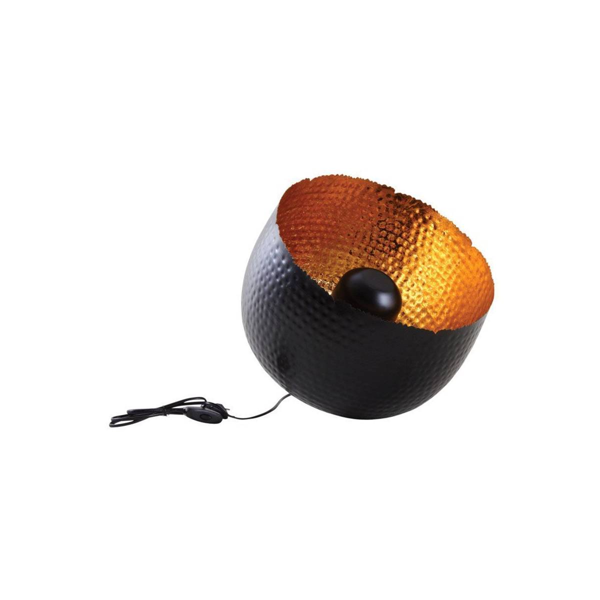 Aubry Gaspard - Lampe ronde à poser en métal noir avec intérieur doré Diamètre 36cm - Image 1