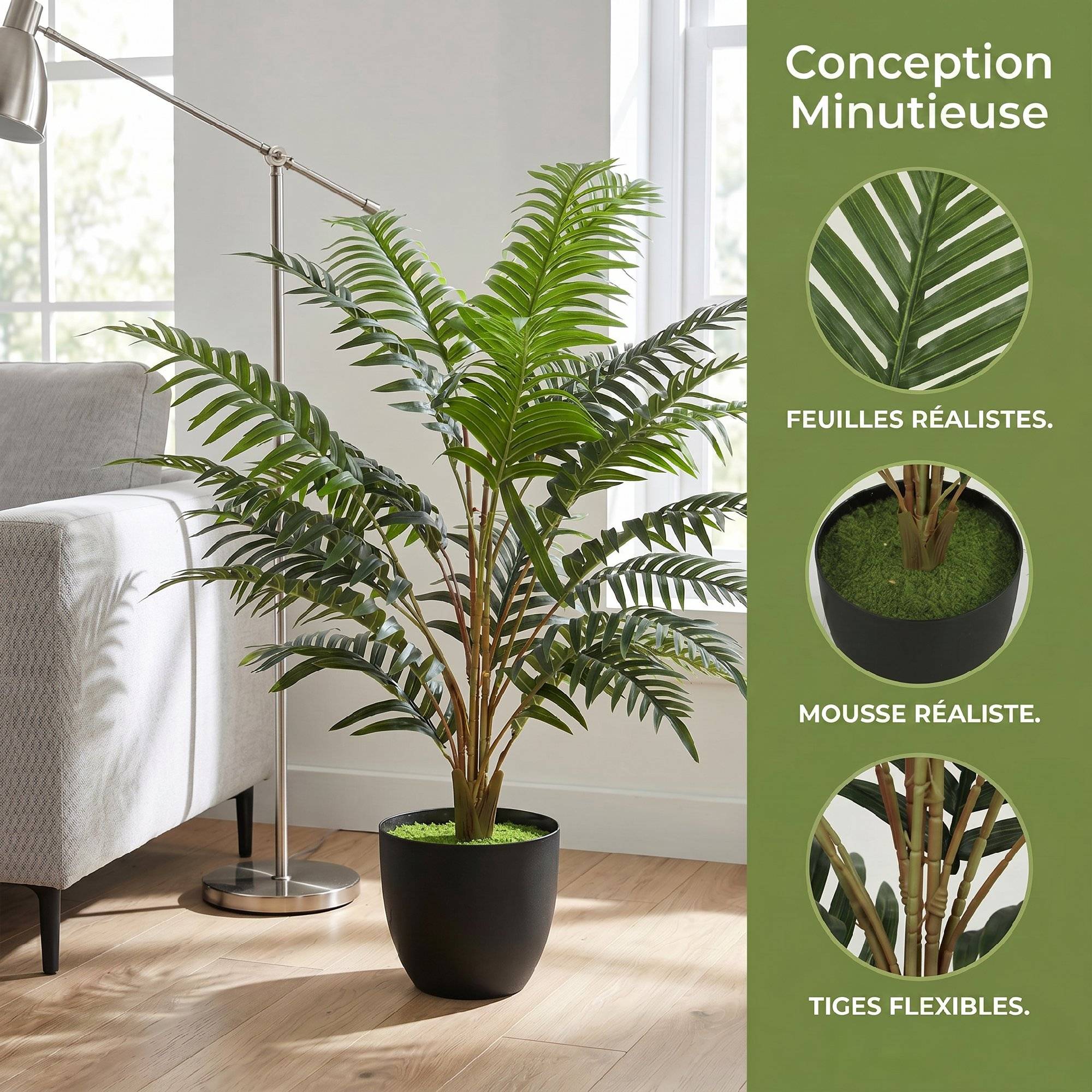 ComfortXL - Plante artificielle fougère PEVA verte 90 cm intérieur extérieur sans entretien - ComfortXL Outdoor Living - Image 5