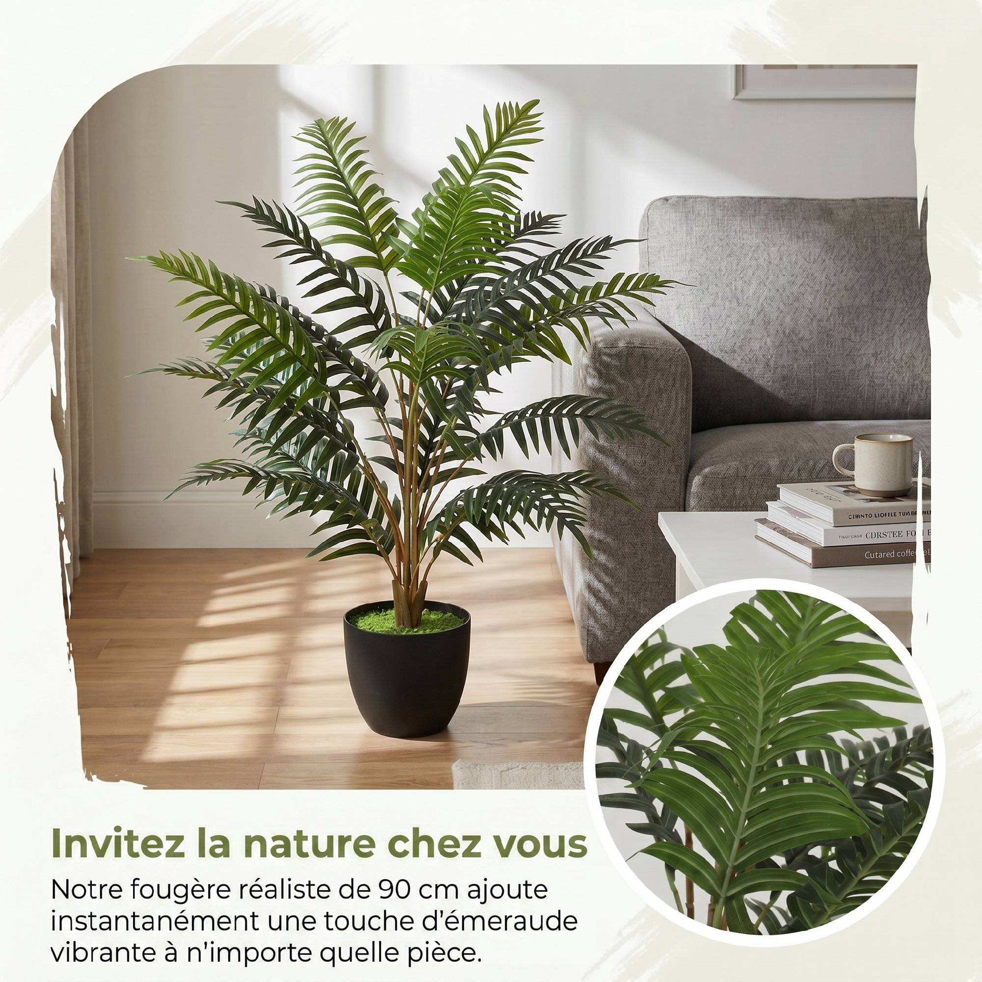 ComfortXL - Plante artificielle fougère PEVA verte 90 cm intérieur extérieur sans entretien - ComfortXL Outdoor Living - Image 7