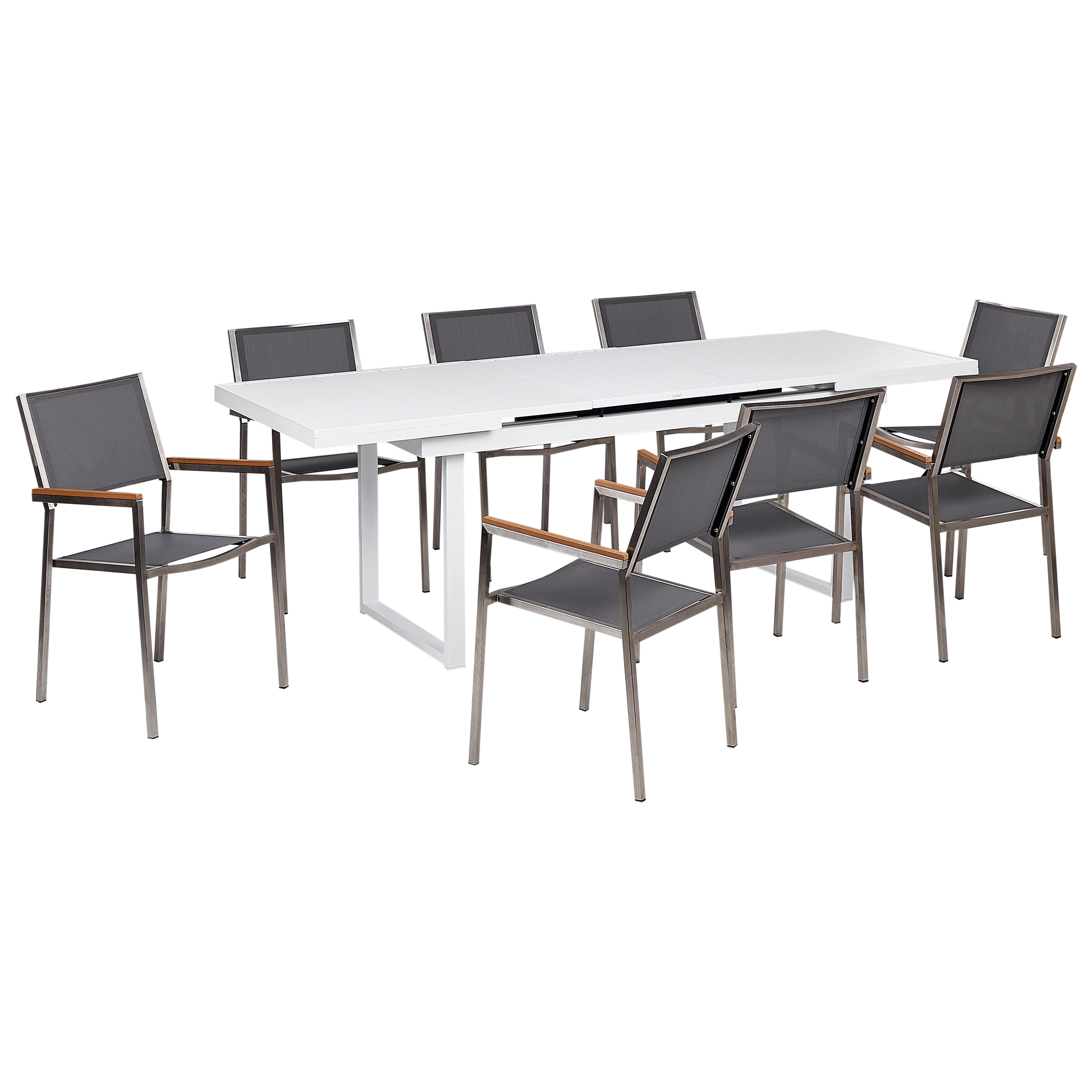 Beliani - Set de salle à manger, 8 Personnes Aluminium Gris/blanc VALCANETTO/GROSSETO - Beliani - Image 2