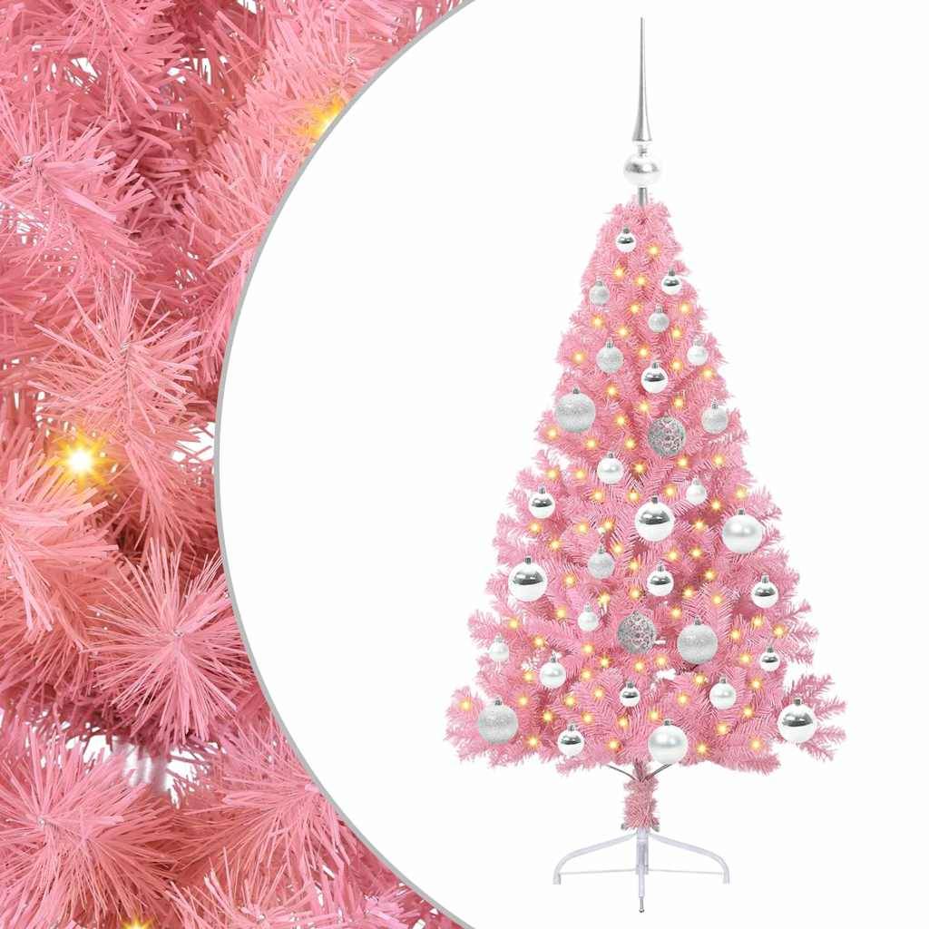 Vidaxl - Sapin de Noël artificiel pré-éclairé Rose 120 cm PVC vidaXL 3397055 - Image 2