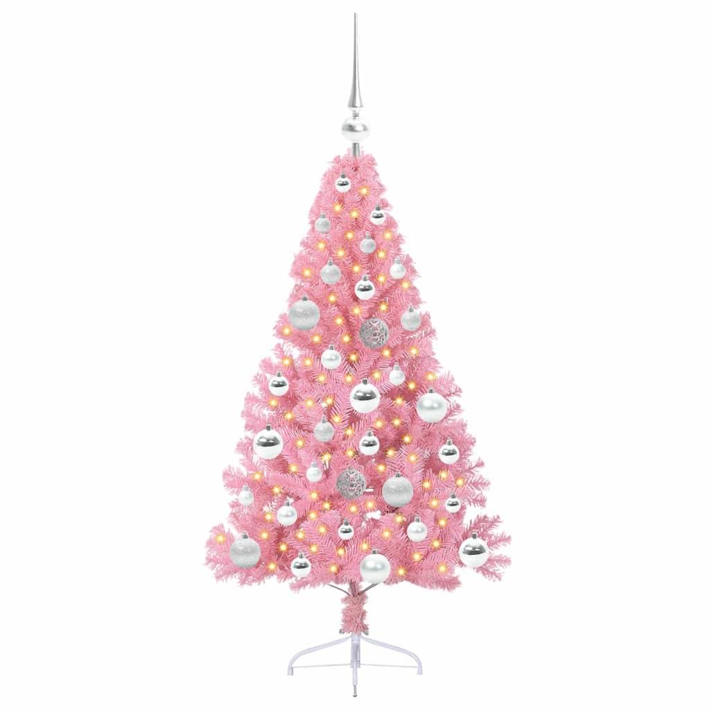 Vidaxl - Sapin de Noël artificiel pré-éclairé Rose 120 cm PVC vidaXL 3397055 - Image 4