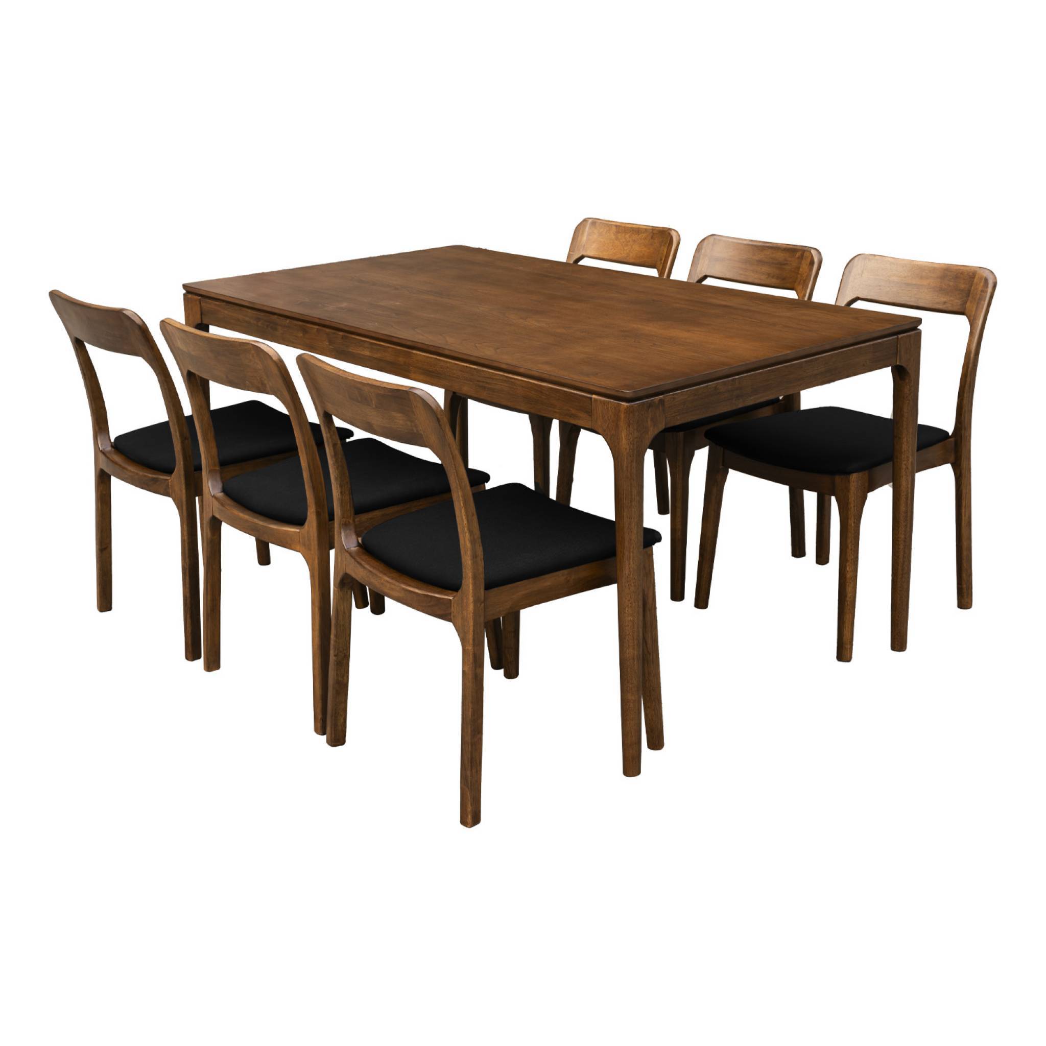 sweeek - Table à manger rectangulaire noyer bois d'hévéa et placage frêne 6 places Elena | sweeek - Image 6