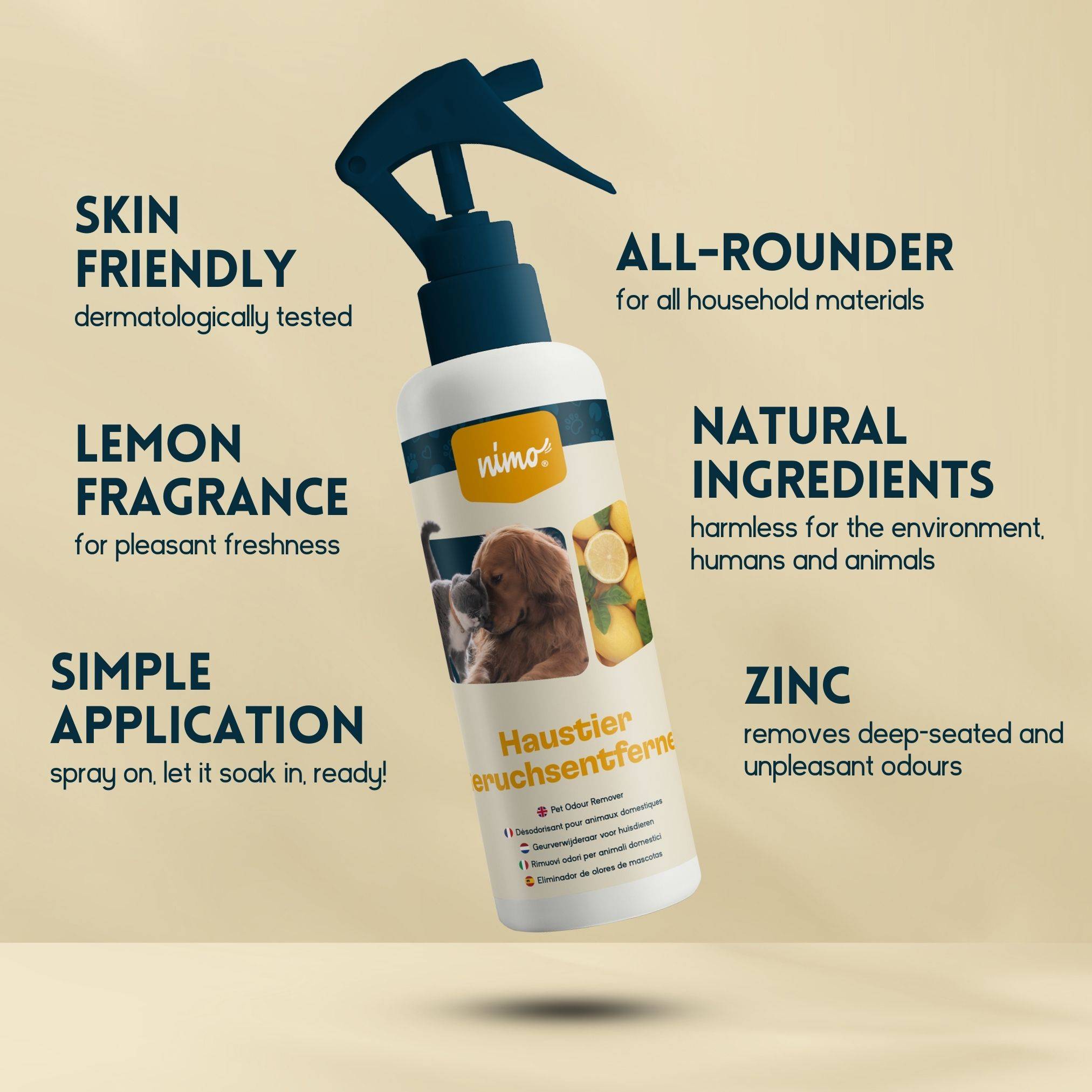 Éliminateur d'odeurs pour animaux – spray neutralisant contre les odeurs dans la maison (2,5 l) | nimo - Image 3