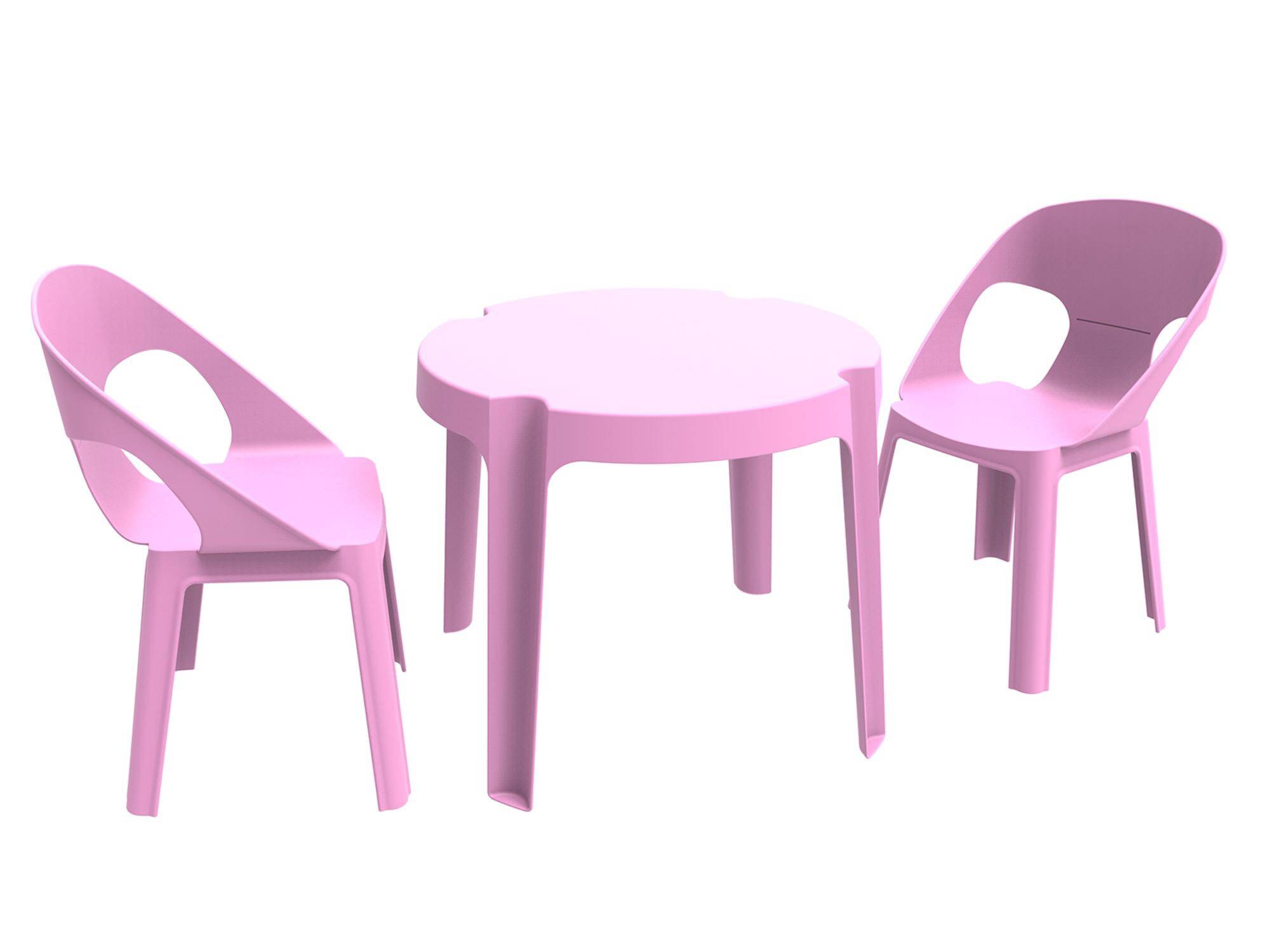 Set 2+1 chaises-table pour enfants intérieur, extérieur rose RITA garbar - Image 1