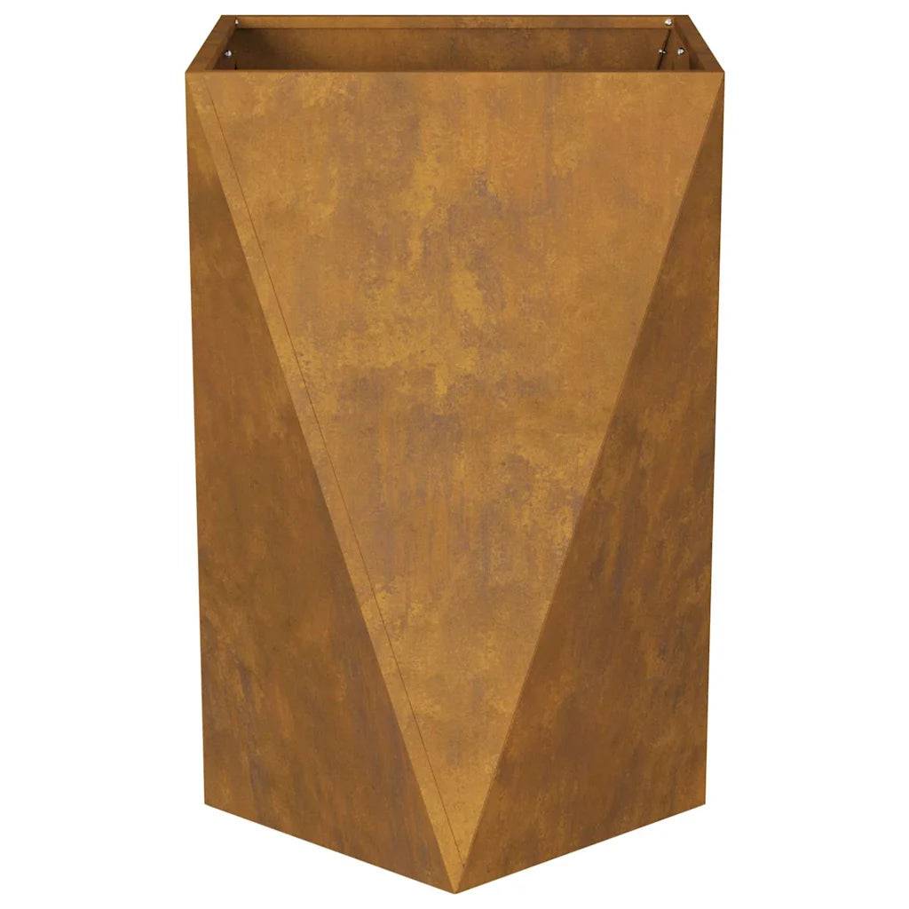 Jardinière rectangulaire moderne extérieure 50 x 50 x 75 cm design chic en acier rouillé - Image 3