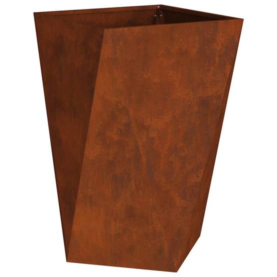 Jardinière rectangulaire moderne extérieure 50 x 50 x 75 cm design chic en acier rouillé - Image 1