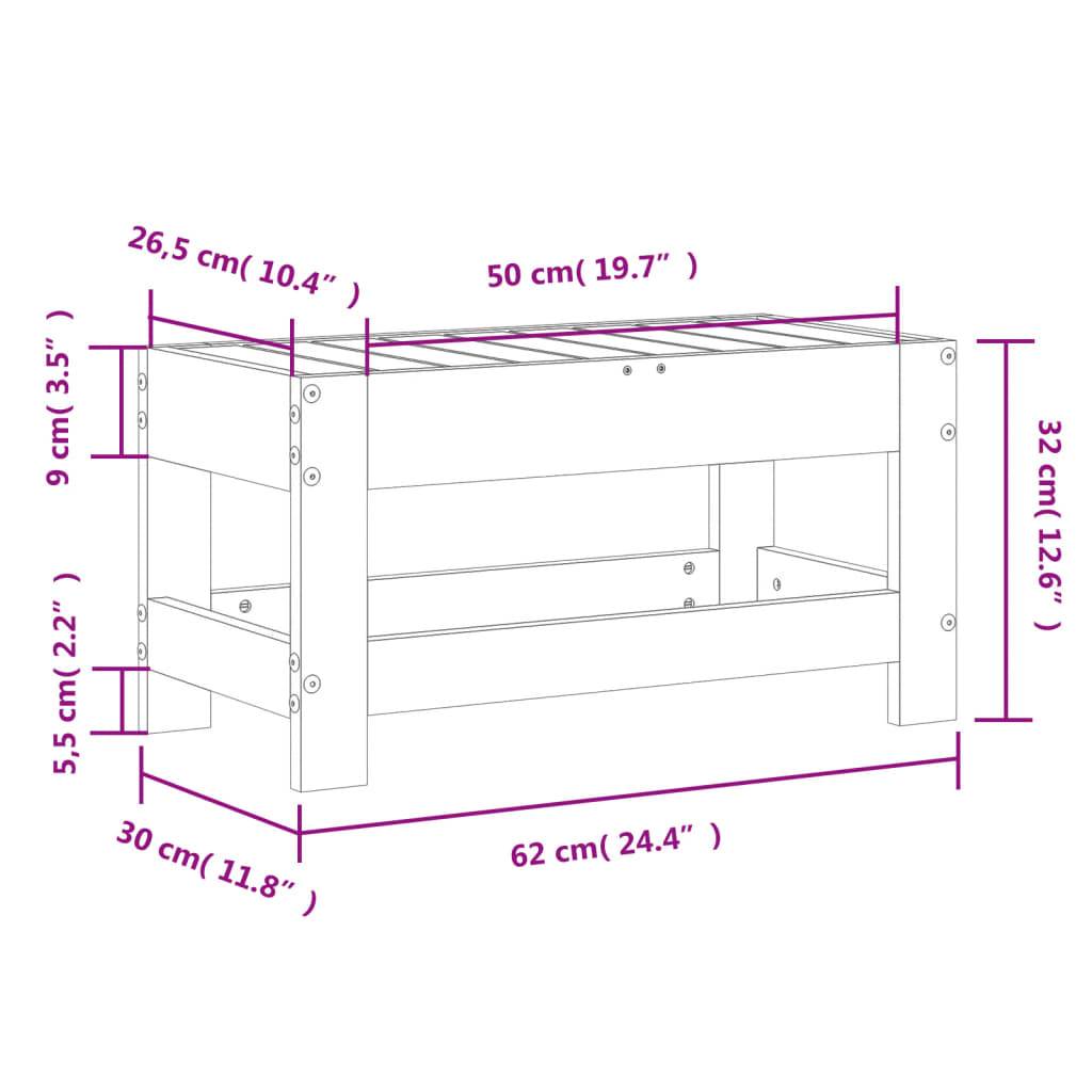 Vidaxl - Repose-pied de jardin blanc 62x30x32 cm bois de pin massif vidaXL 844894 - Image 3