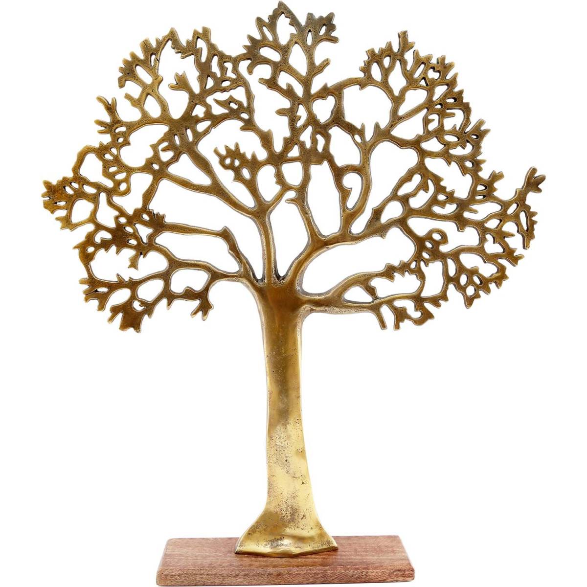 Sil - Arbre décoratif en aluminium doré et bois de manguier Arbre de vie Taille 3 - Image 1
