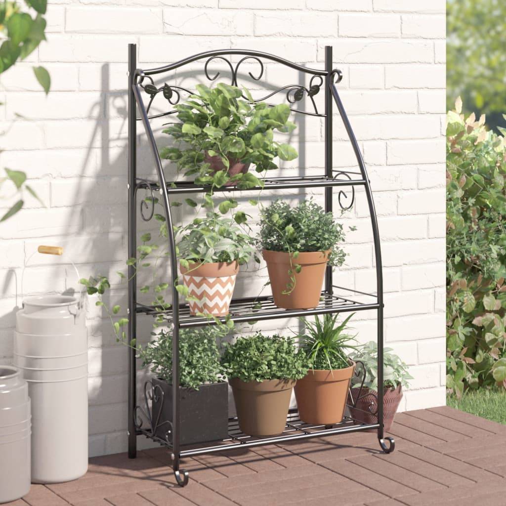 Vidaxl - Étagère à fleurs Noir 56x30x96 cm Acier vidaXL 319353 - Image 1