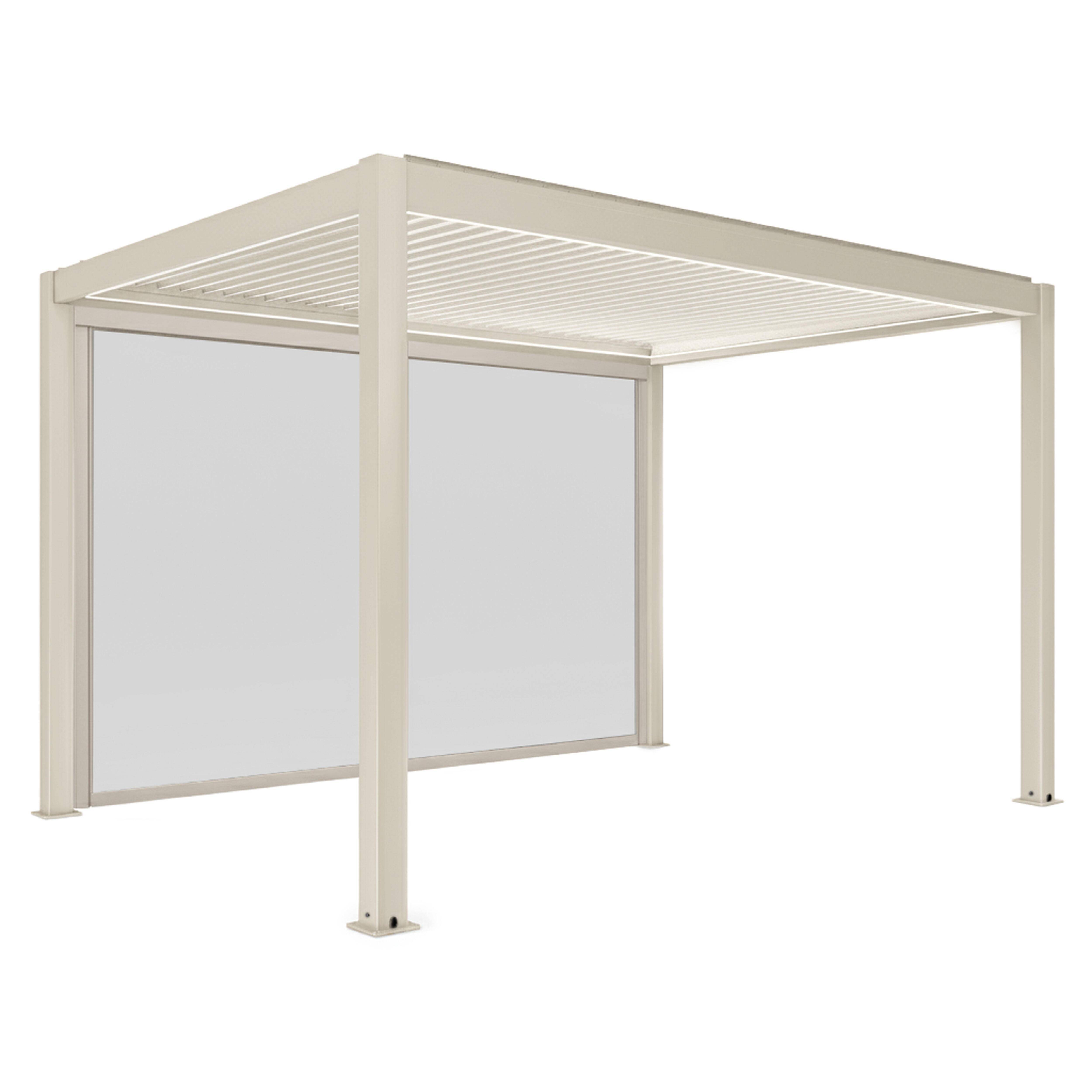 Oviala - Pergola bioclimatique autoportée motorisée éclairée 3 x 4m et 1 store Kavala - Oviala - Image 2