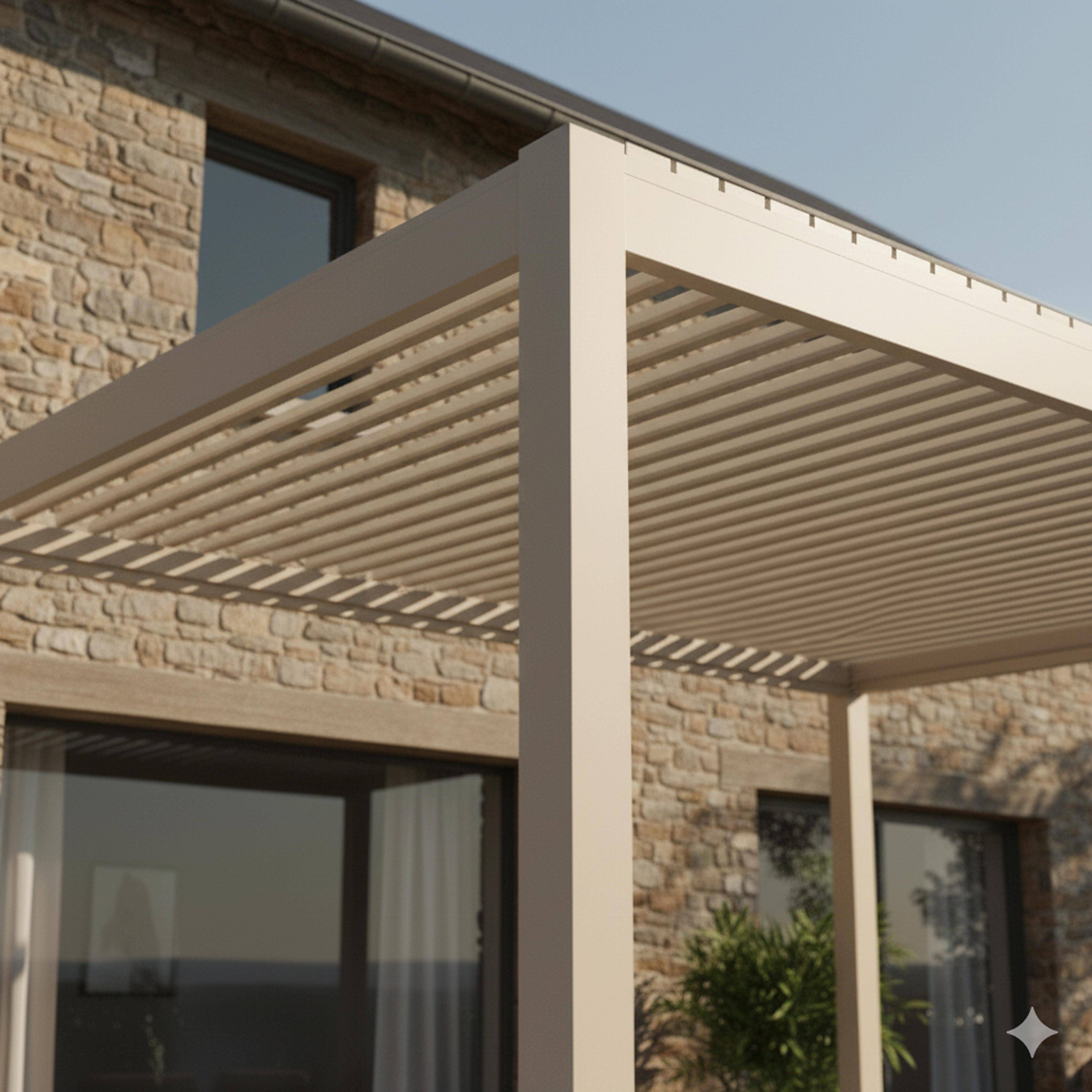 Oviala - Pergola bioclimatique autoportée motorisée éclairée 3 x 4m et 1 store Kavala - Oviala - Image 4