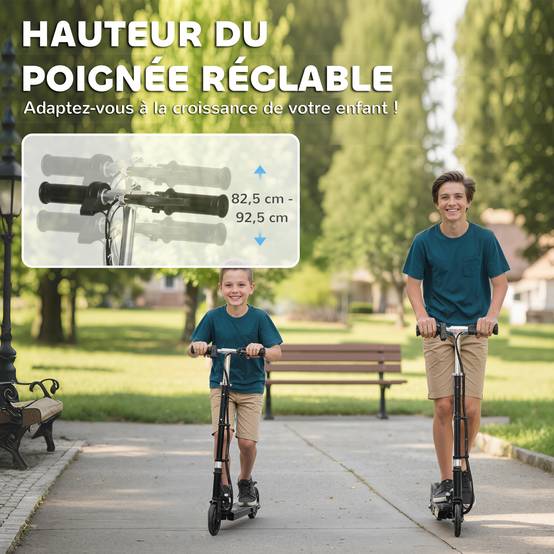 Trottinette électrique pliante pour enfant de +7ans, 120W Vitesse max 12km/h, 74x36x82,5-92,5 cm Noir - Image 10