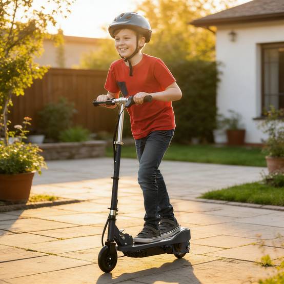 Trottinette électrique pliante pour enfant de +7ans, 120W Vitesse max 12km/h, 74x36x82,5-92,5 cm Noir - Image 3