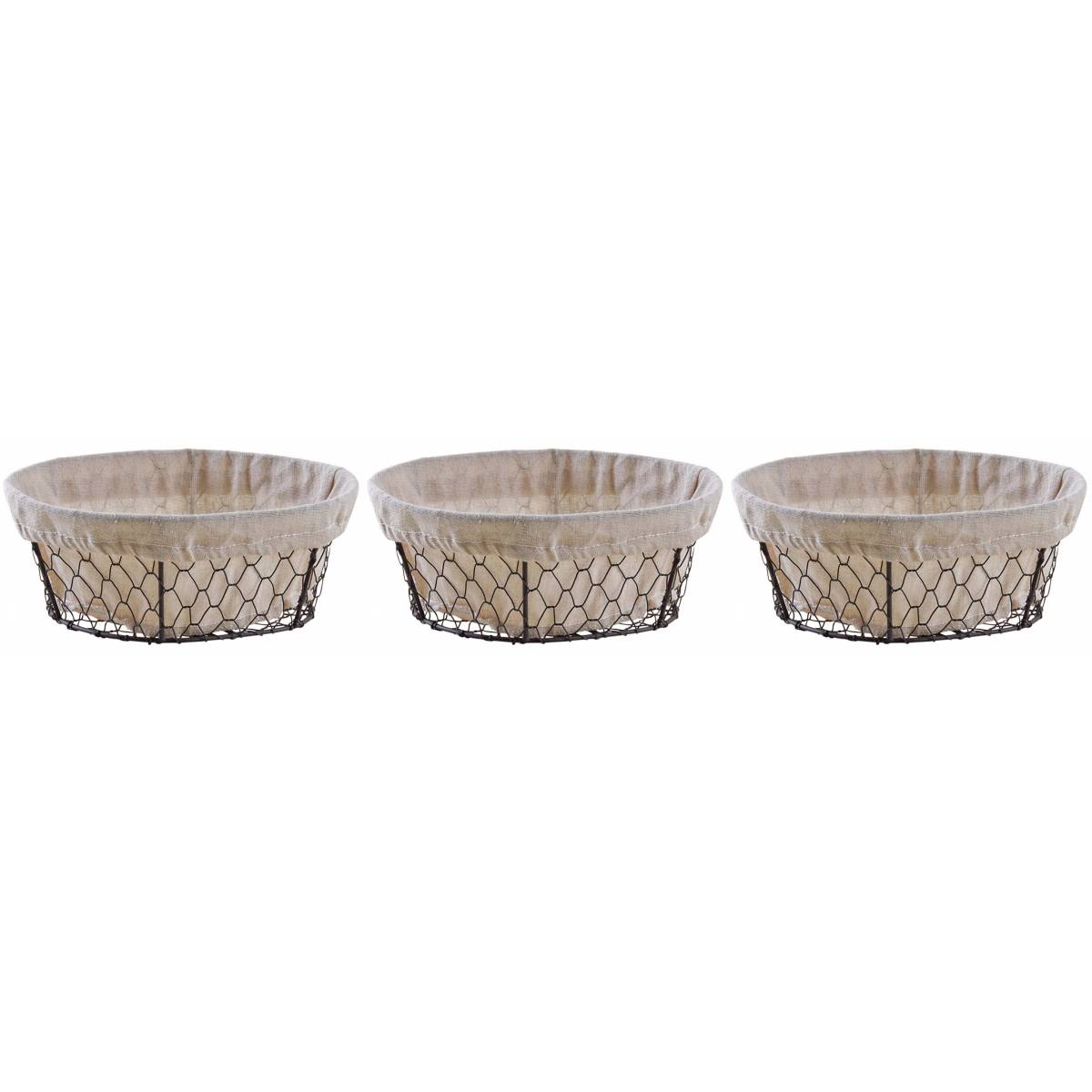 Aubry Gaspard - Corbeille ovale en grillage vieilli et jute (Lot de 3) - Image 1