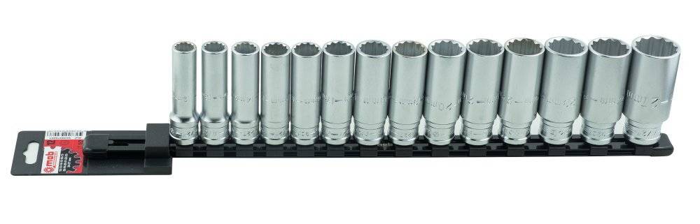 Jeu de 14 Douilles Longues 12 Pans 1/2″ sur Rack - MOB