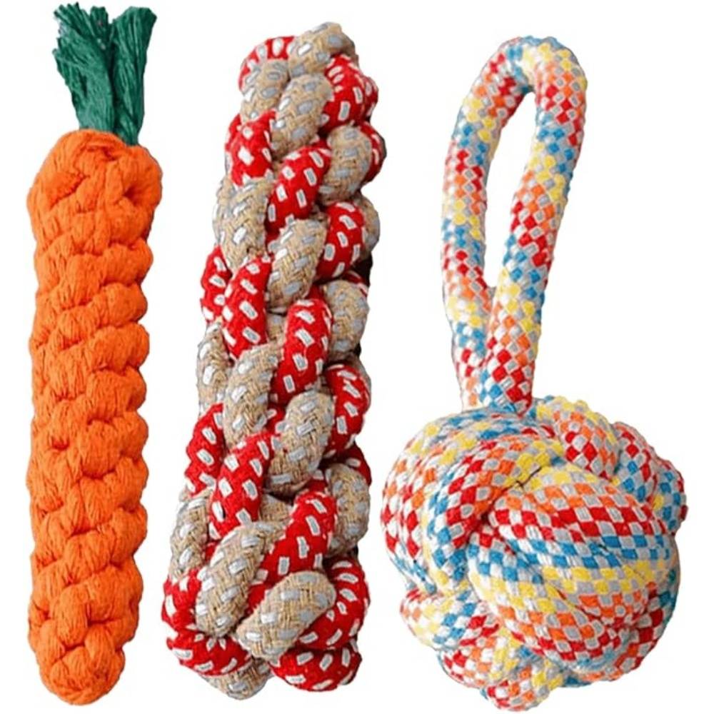 DtopbuyAge - Lot 3 Jouets Corde Durables Pour Chiens Orange - Image 1