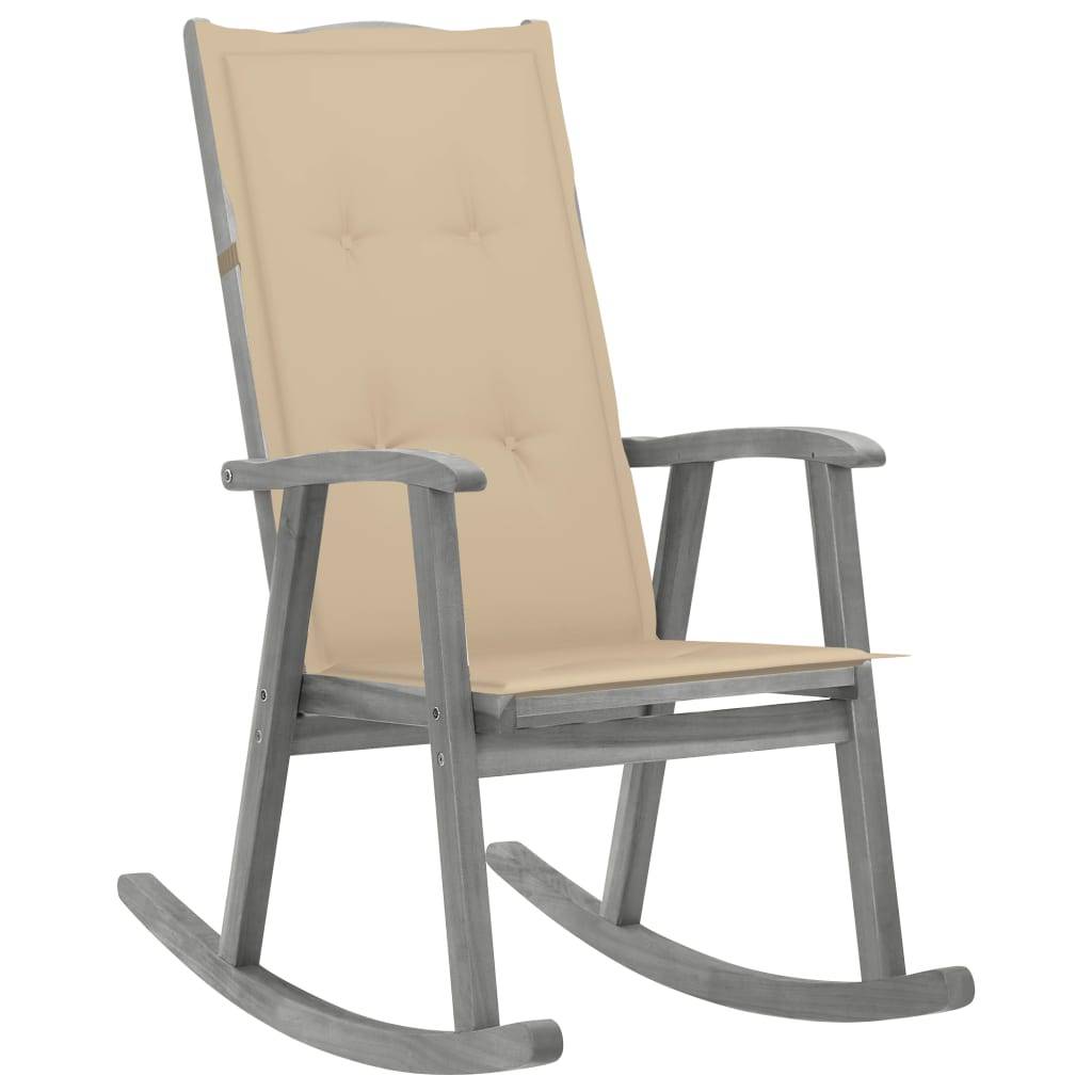 Vidaxl - Chaise à bascule avec coussins Gris Bois d'acacia massif vidaXL 3064212 - Image 1