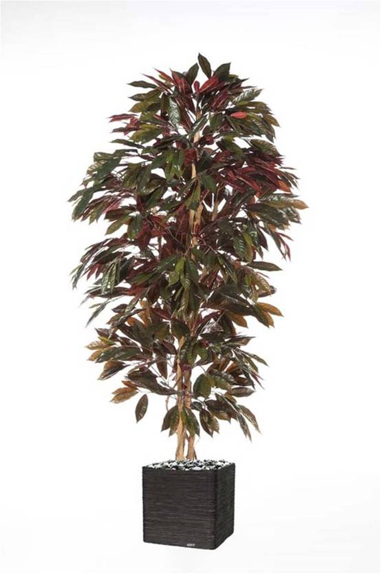 Capensia arbre artificiel H210cm 1088 feuilles Superbe et dense en pot - dimhaut: H 210 cm - couleur: Vert-rouge - Image 1