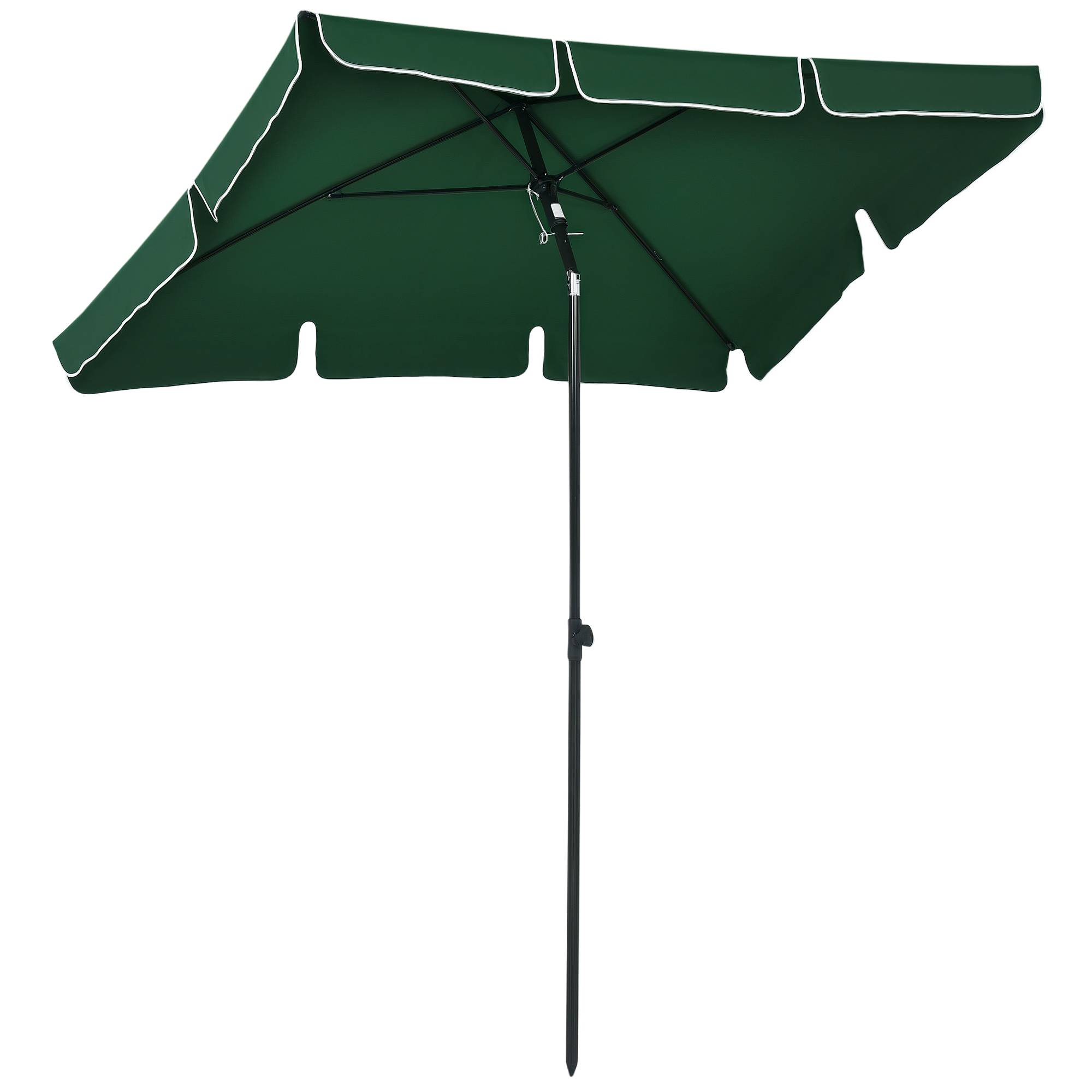 Parasol rectangulaire inclinable aluminium et polyester bouton pression 198x130 cm vert - ComfortXL Outdoor Living - Image 1