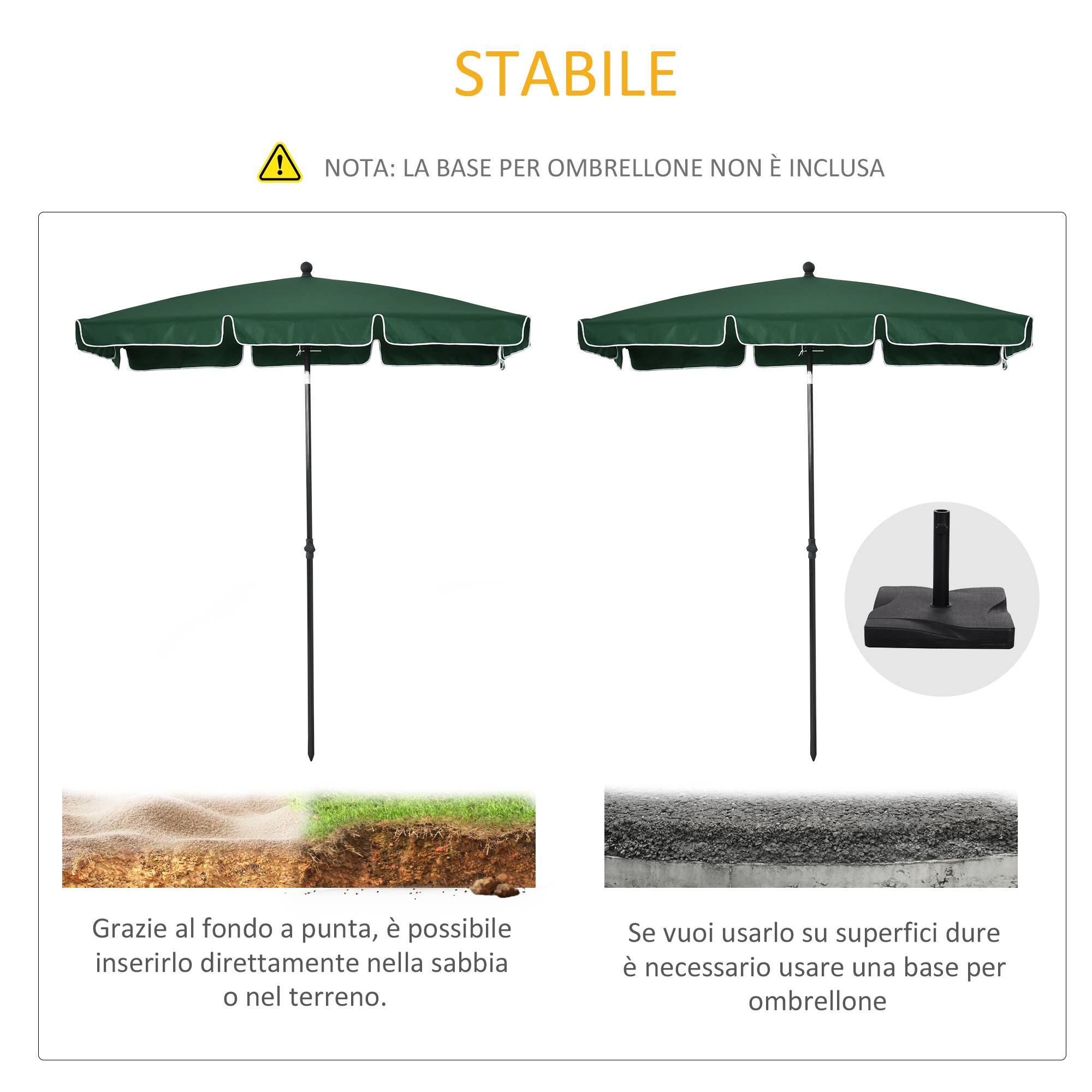 Parasol rectangulaire inclinable aluminium et polyester bouton pression 198x130 cm vert - ComfortXL Outdoor Living - Image 8
