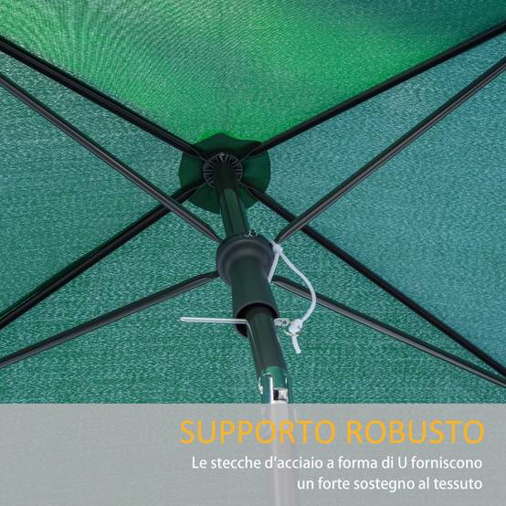 Parasol rectangulaire inclinable aluminium et polyester bouton pression 198x130 cm vert - ComfortXL Outdoor Living - Image 9