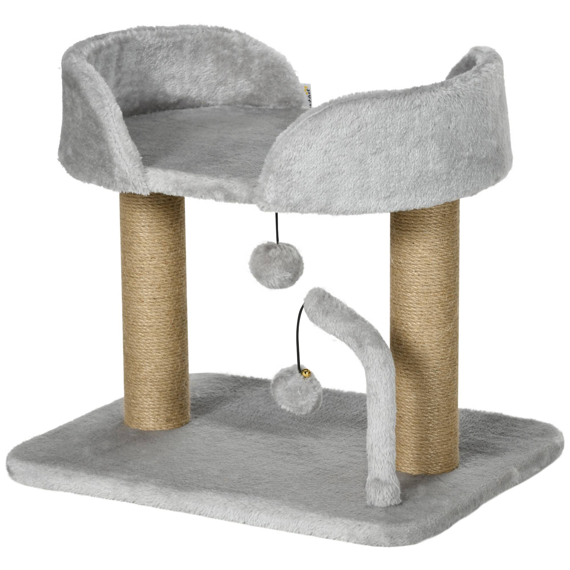 Sans Marque - Kratzbaum, 42 cm petit Katzenbaum mit Jute-Kratzpfosten, Plate-forme, Grau - Image 1