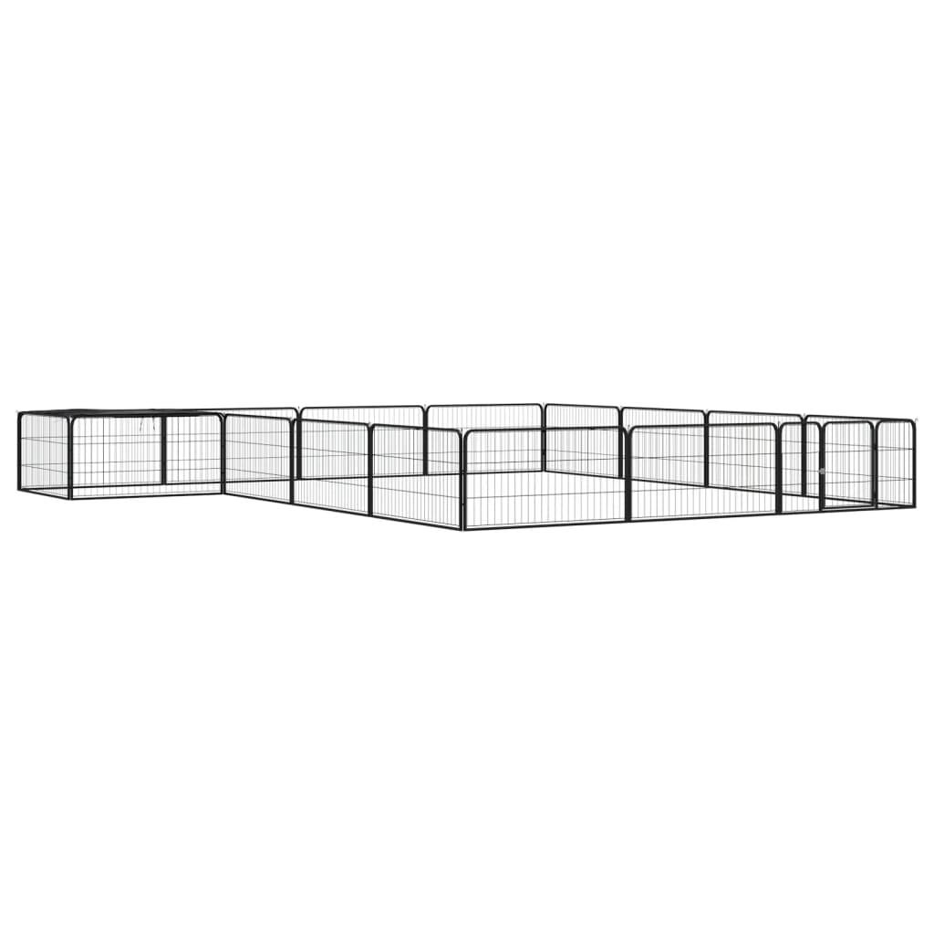 Vidaxl - Parc pour chien 16panneaux Noir 100x50cm Acier enduit de poudre vidaXL 3115978 - Image 1