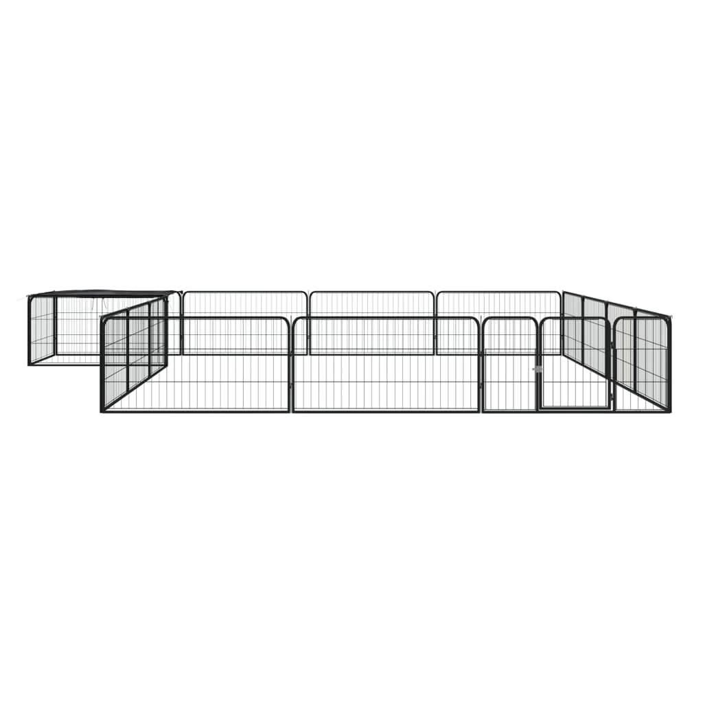 Vidaxl - Parc pour chien 16panneaux Noir 100x50cm Acier enduit de poudre vidaXL 3115978 - Image 2