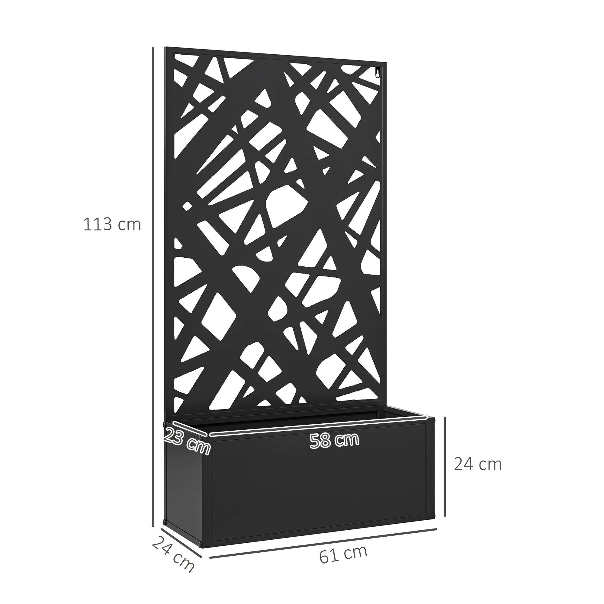Jardinière avec brise-vue paravent treillis pour Plante Grimpante, bac à Fleurs - dim. 61L x 23l x 113H cm - Image 5