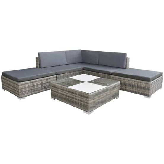 Vidaxl - Salon de jardin avec coussins 6 pcs résine tressée gris vidaXL 42737 - Image 1