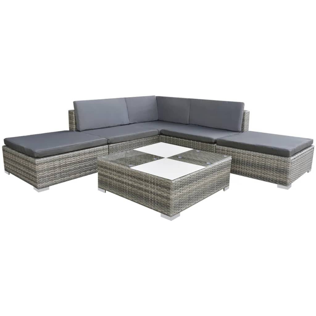 Vidaxl - Salon de jardin avec coussins 6 pcs résine tressée gris vidaXL 42737
