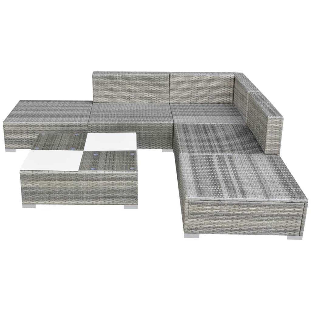 Vidaxl - Salon de jardin avec coussins 6 pcs résine tressée gris vidaXL 42737 - Image 4
