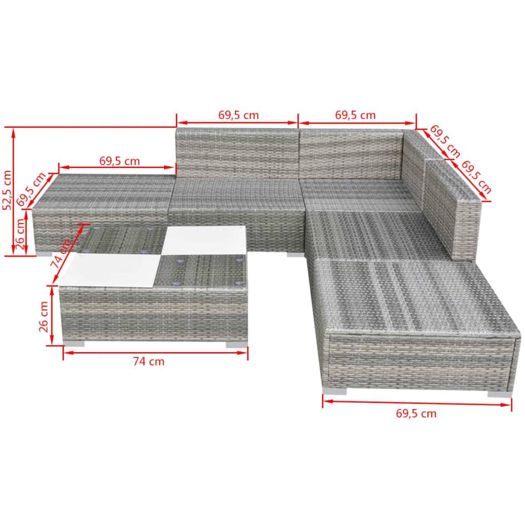 Vidaxl - Salon de jardin avec coussins 6 pcs résine tressée gris vidaXL 42737 - Image 3