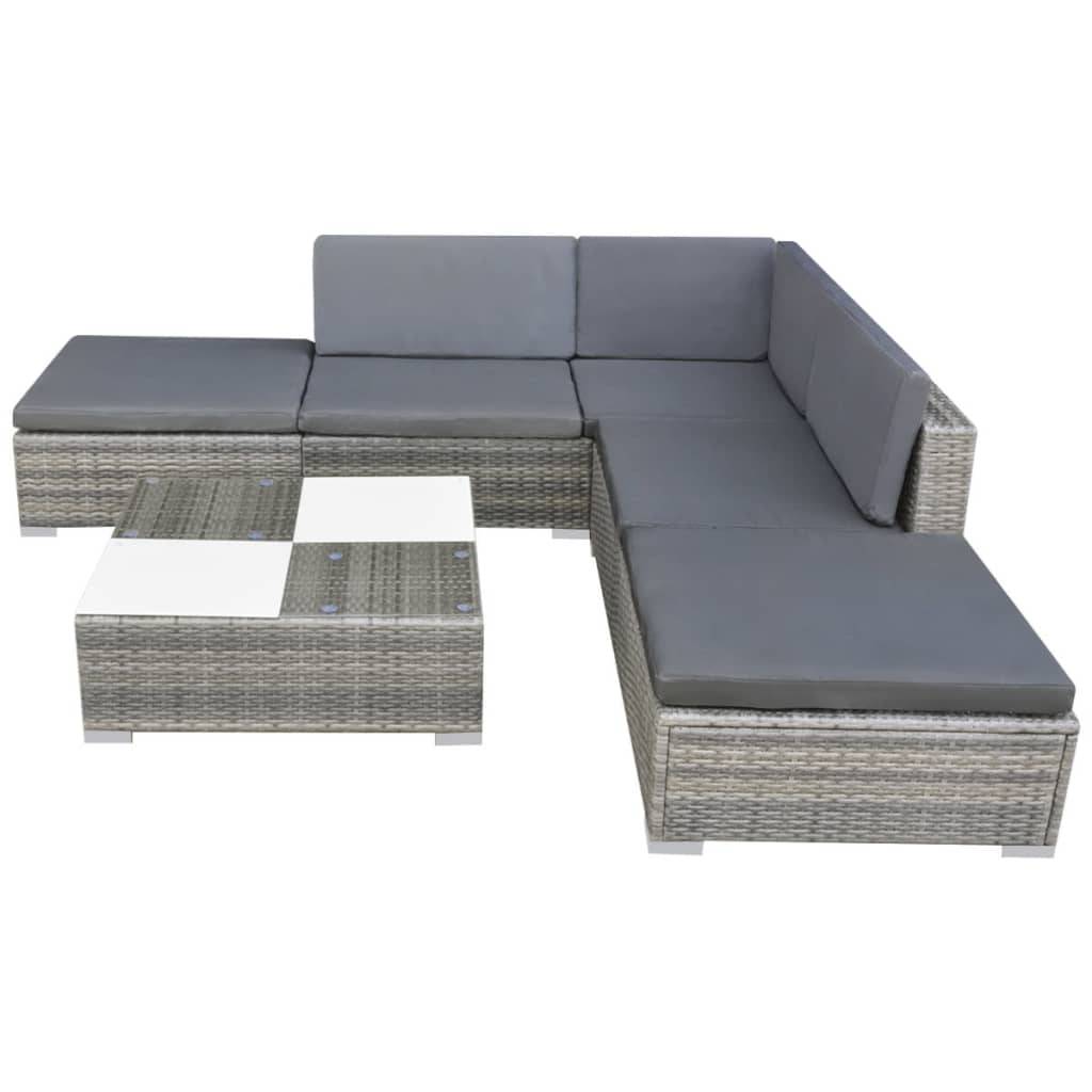 Vidaxl - Salon de jardin avec coussins 6 pcs résine tressée gris vidaXL 42737 - Image 2