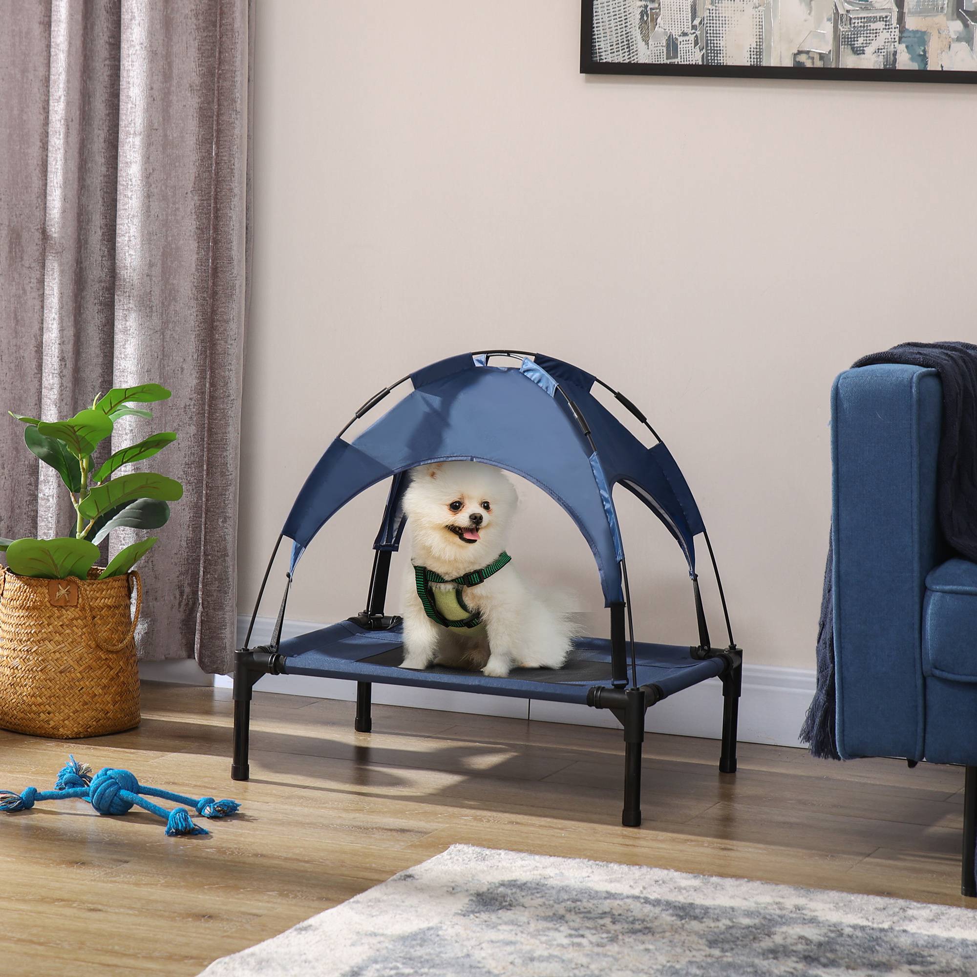 Lit pour chien acier bleu et noir 61 x 46 x 62 cm - PANGIVO - Image 3
