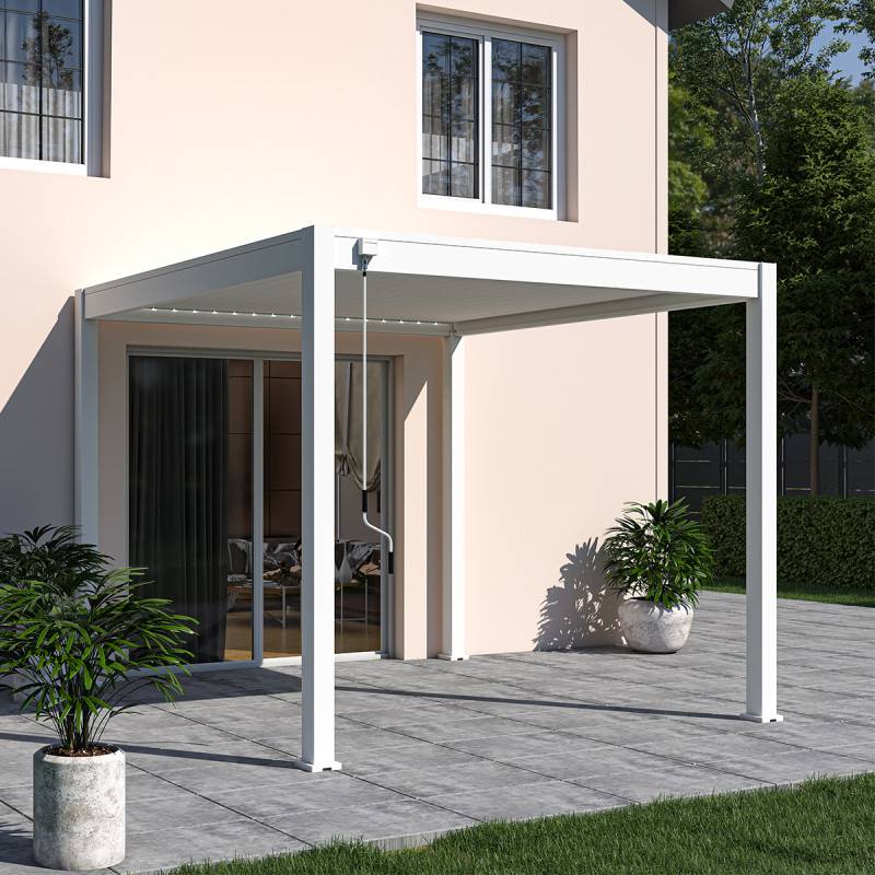 Ombrea - Pergola bioclimatique Ombréa autoportante VS 3x3M Blanc + 1 store - Image 4