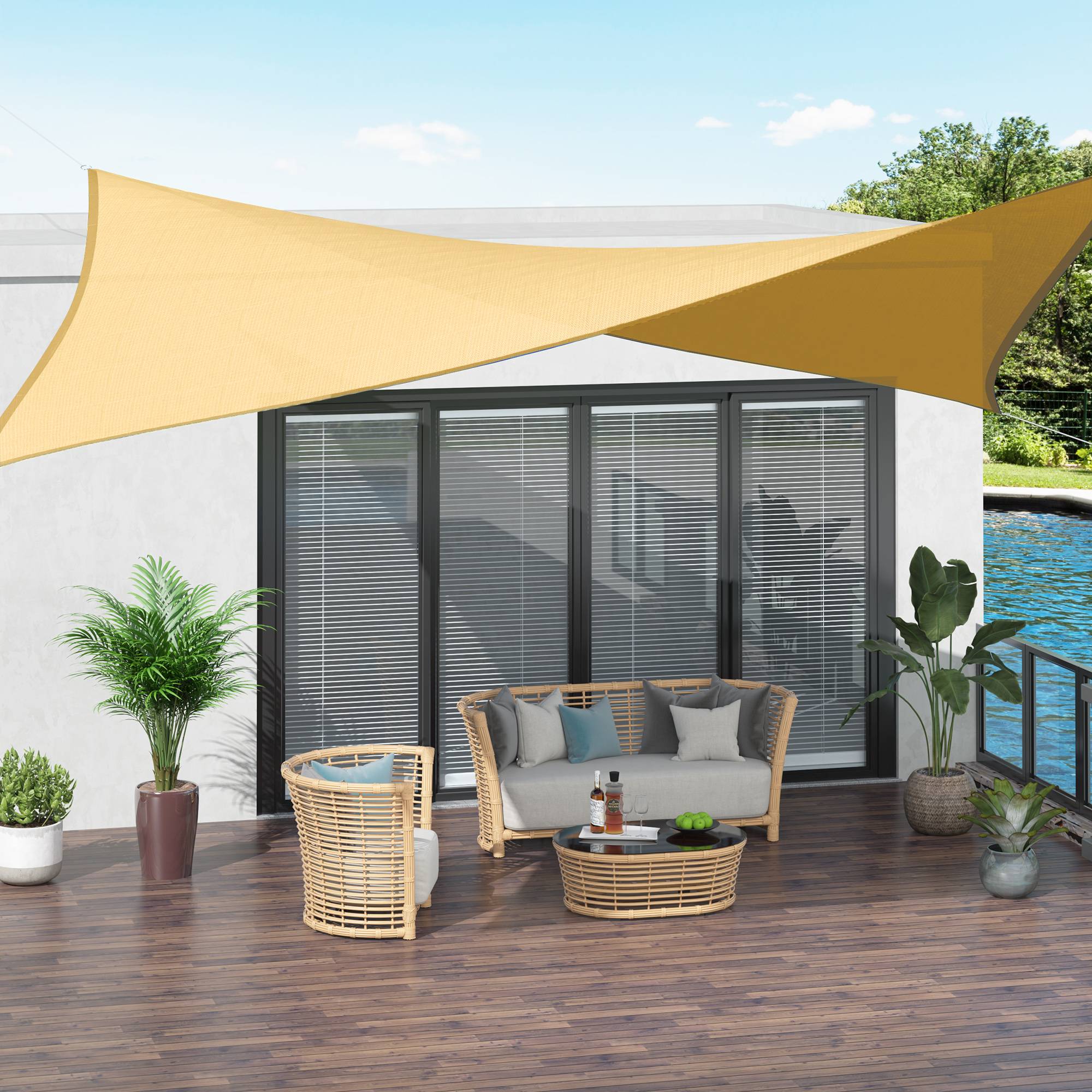 Voile d'ombrage Voile solaire - rectangulaire 3 x 4 m HDPE anti-UV Avec sac de rangement sable fr582 - Image 3