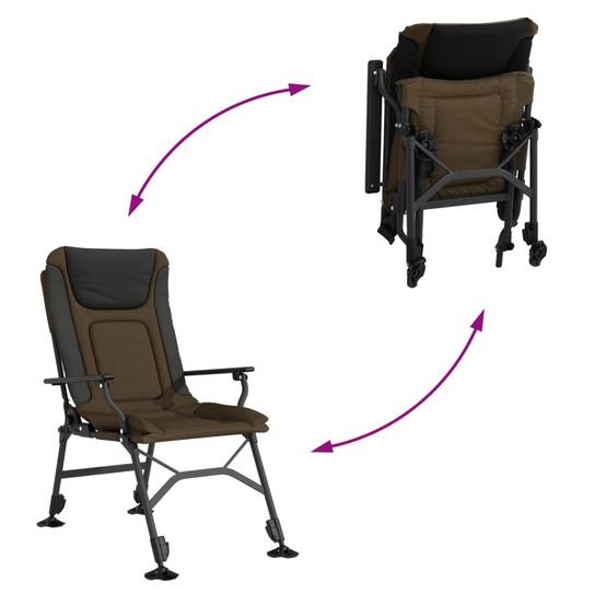 Chaise de jardin | Chaise de pêche avec accoudoir pliable taupe - Image 7