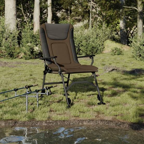 Chaise de jardin | Chaise de pêche avec accoudoir pliable taupe - Image 2