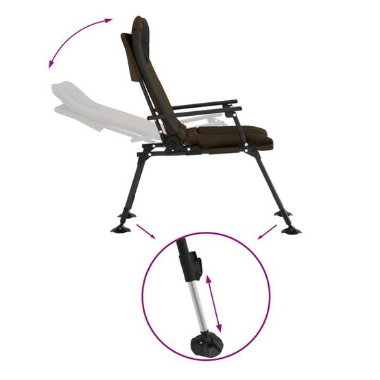 Chaise de jardin | Chaise de pêche avec accoudoir pliable taupe - Image 6