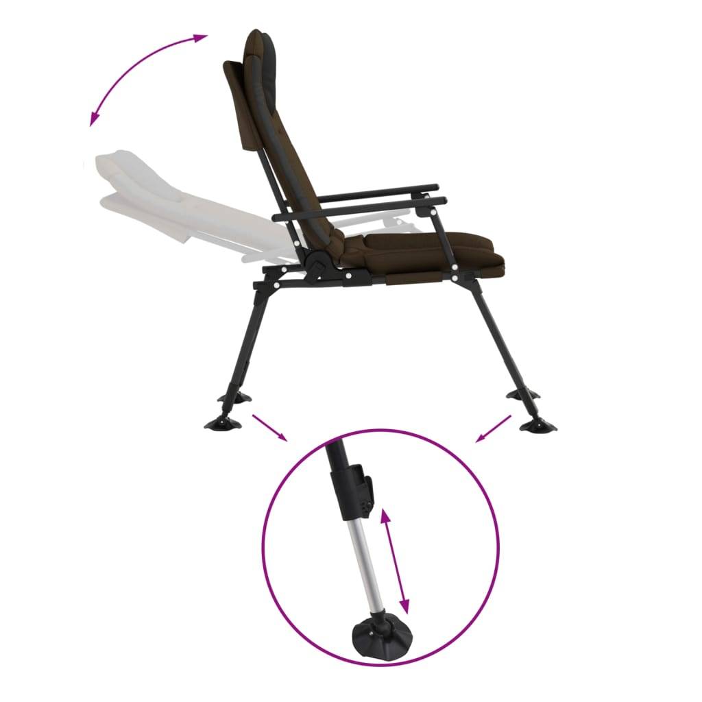 Chaise de jardin | Chaise de pêche avec accoudoir pliable taupe - Image 6